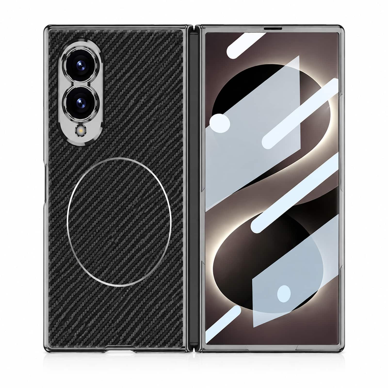 Dteck - Magnetic Back Cover for Samsung Galaxy Z Fold 8 with Tempered Glass Screen Protector, Shockproof PU Leather Cover - Carbonfiber price history on PriceWatchPro