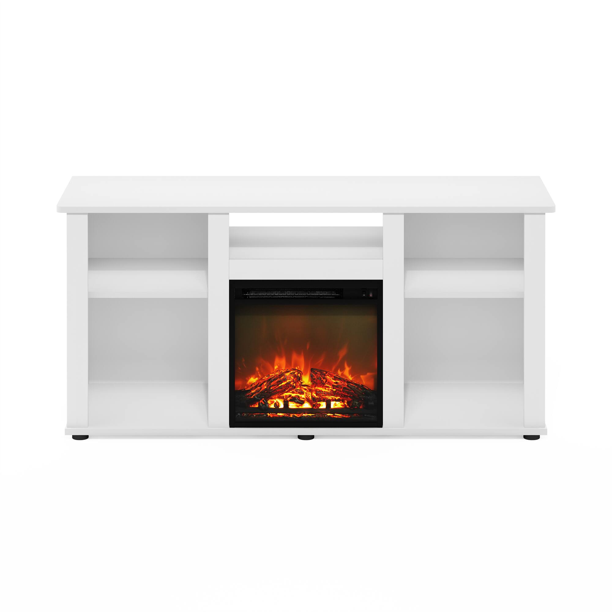 Alt View 2. Furinno - Jensen Fireplace TV Entertainment Center with Open Storage Compartment for TV up to 55 Inch - Solid White.