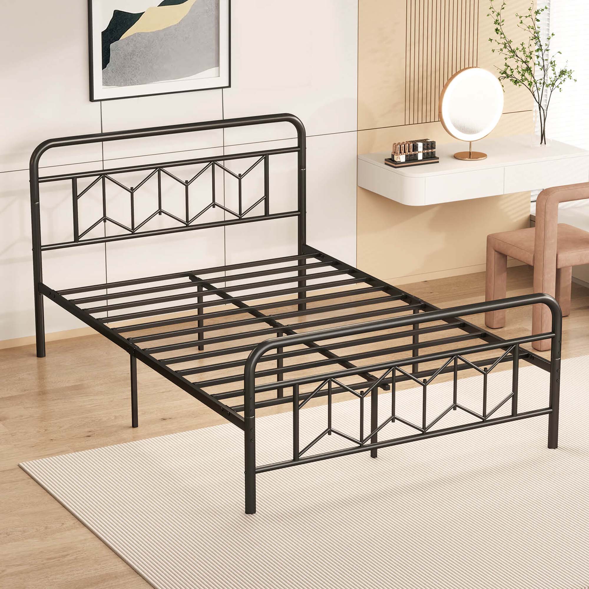 Alt View 9. Costway - Full Size Bed Frame Mattress Foundation with Headboard 12.5" Under-bed Storage - Black.