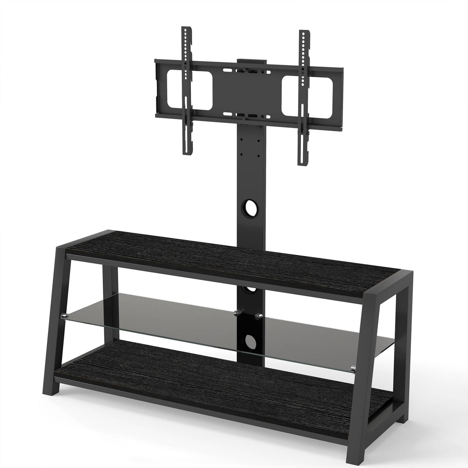 Front. Ecooso - Universal Swivel TV Stand Entertainment Center Height Adjustable Mount TV Stand - Black.