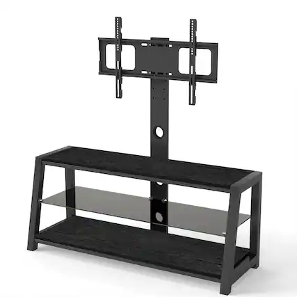 Front. Ecooso - Universal Swivel TV Stand Entertainment Center Height Adjustable Mount TV Stand - Black.