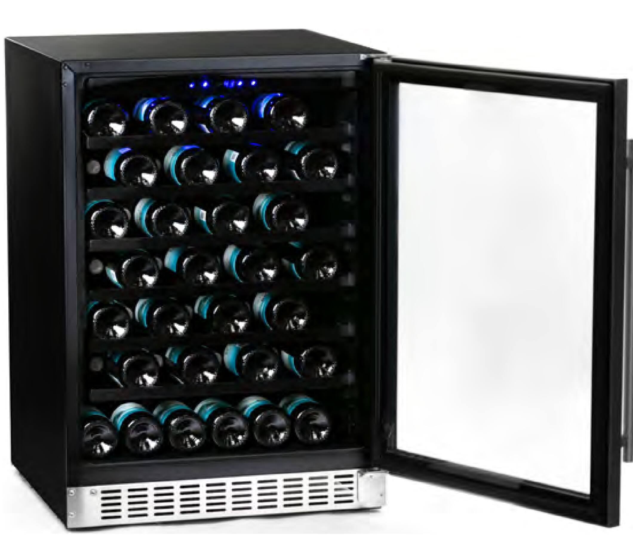 Angle. Azure - Built-In Wine Center - Glass Door w/ Stainless.