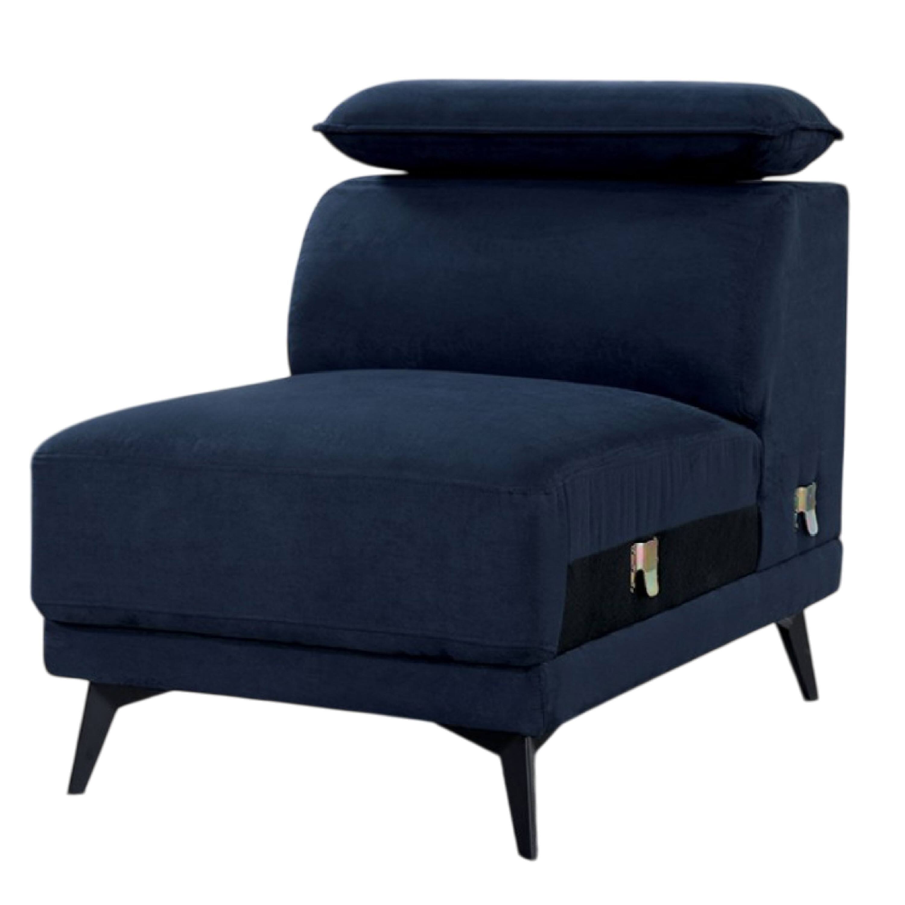 Alt View 1. Manhattan Lane - Panie Modular Armless Lounge Chair, Adjustable Headrest - Navy Blue, Black.