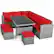 Angle. Costway - 7 PCS Patio Rattan Dining Set Sectional Sofa Couch Ottoman Garden - Red.
