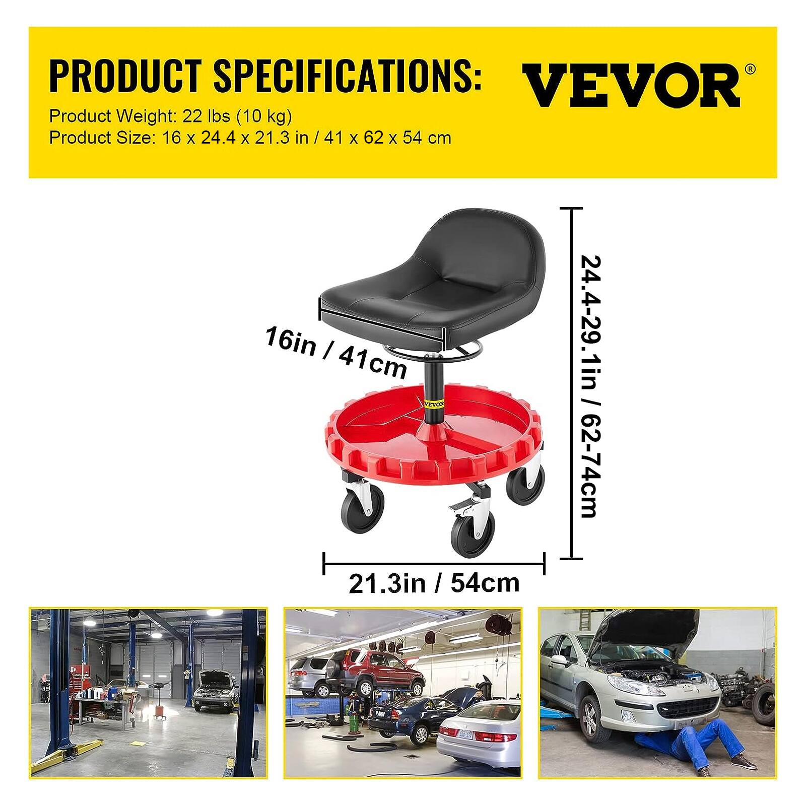 PRODUCT SPECIFICATIONS:  
VEVOR  
Product Weight: 22 lbs (10 kg)  
Product Size: 16 x 24.4 x 21.3 in / 41 x 62 x 54 cm  

16in / 41cm  
24.4-29.1in / 62-74cm  
21.3in / 54cm