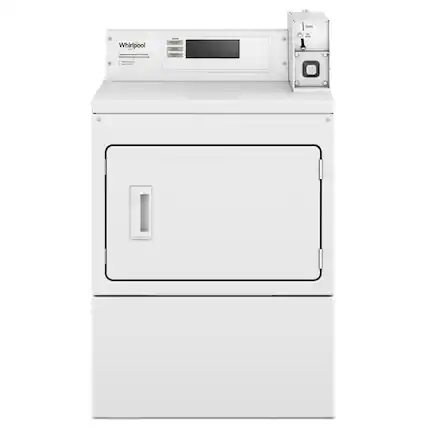 Front. Whirlpool - 7.4 Cu. Ft. Commercial Electric Dryer with Factory Installed Coin Drop & Coin Box - White.