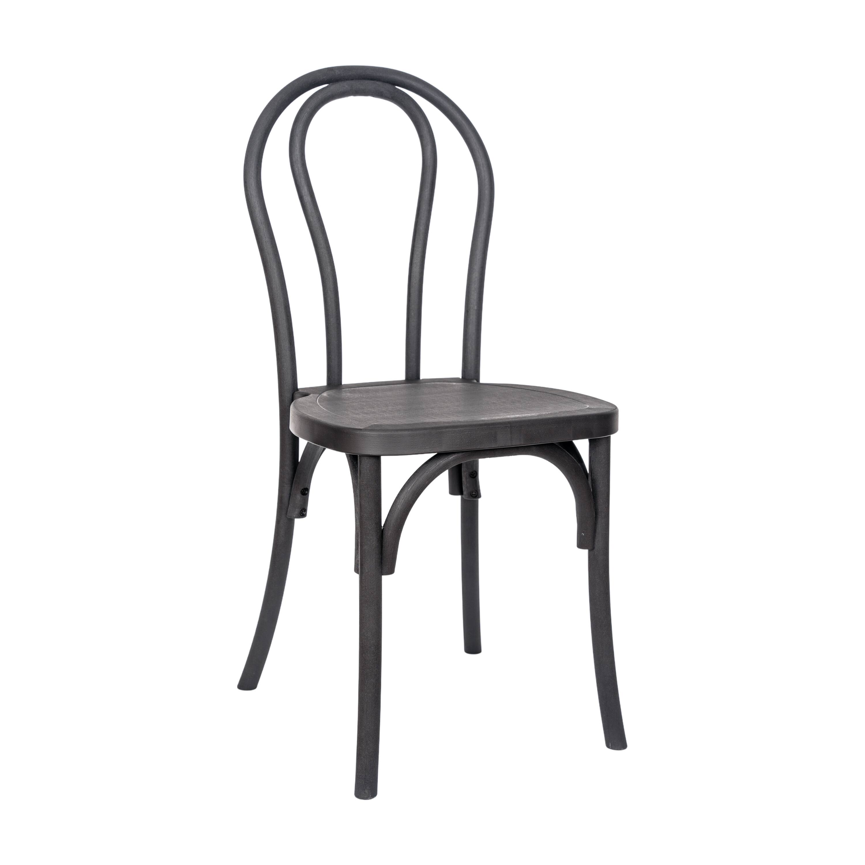 Alt View 1. Emma + Oliver - Hensler Weather-Resistant Wood Look Stackable Resin Thonet Chair for Indoor/Outdoor Use - Black.