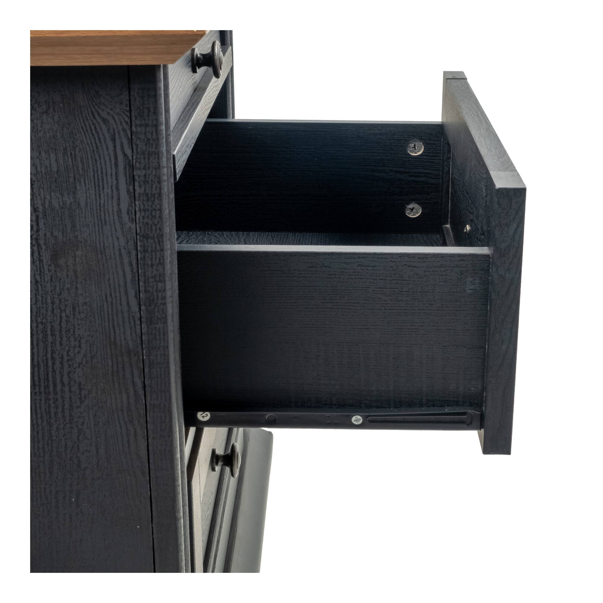 Alt View 4. Boyel Living - 3-Drawer Farmhouse Nightstand with Turned Wood Legs - Black.
