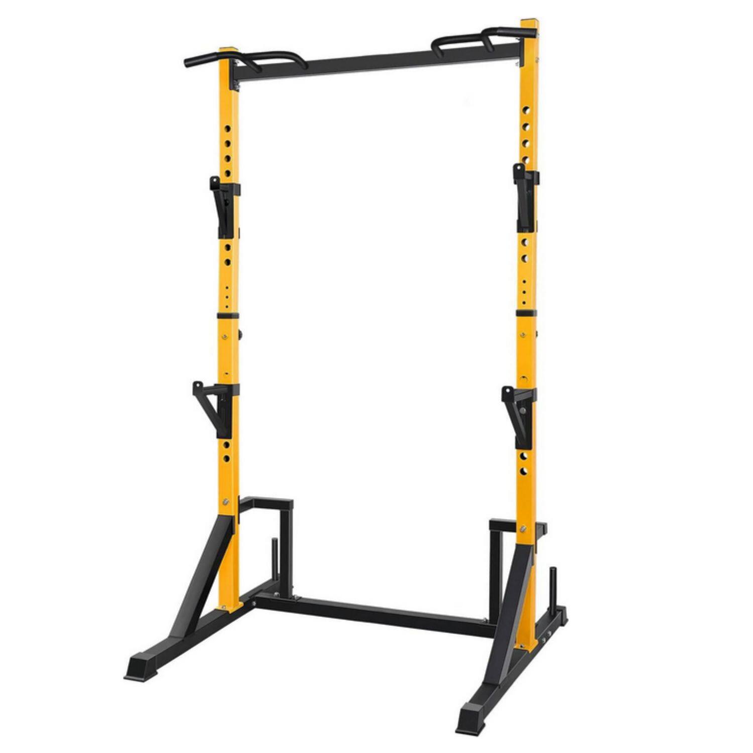 Alt View 3. KERDOM - Height Adjustable Power Rack with Pull up Bar Muscles Trainer, Power Tower Pull Up Dip Station Heavy Capacity 700lbs - Yellow.