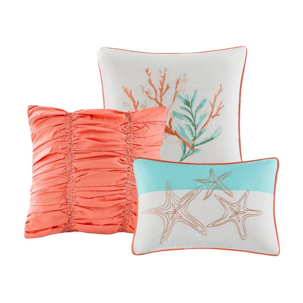 Alt View 4. Gracie Mills - Gracie Mills Koreen 6-Piece Coastal Bliss Cotton Sateen Quilt Set with Throw Pillows - Coral.