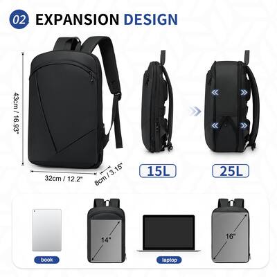 Unique Bargains - Slim Expandable TSA Business Bag for Men, 16" Laptop Compartment, 15L-25L, Lightweight Work Office - Black Unique Bargains - Slim Expandable TSA Business Bag for Men, 16" Laptop Compartment, 15L-25L, Lightweight Work Office - Black