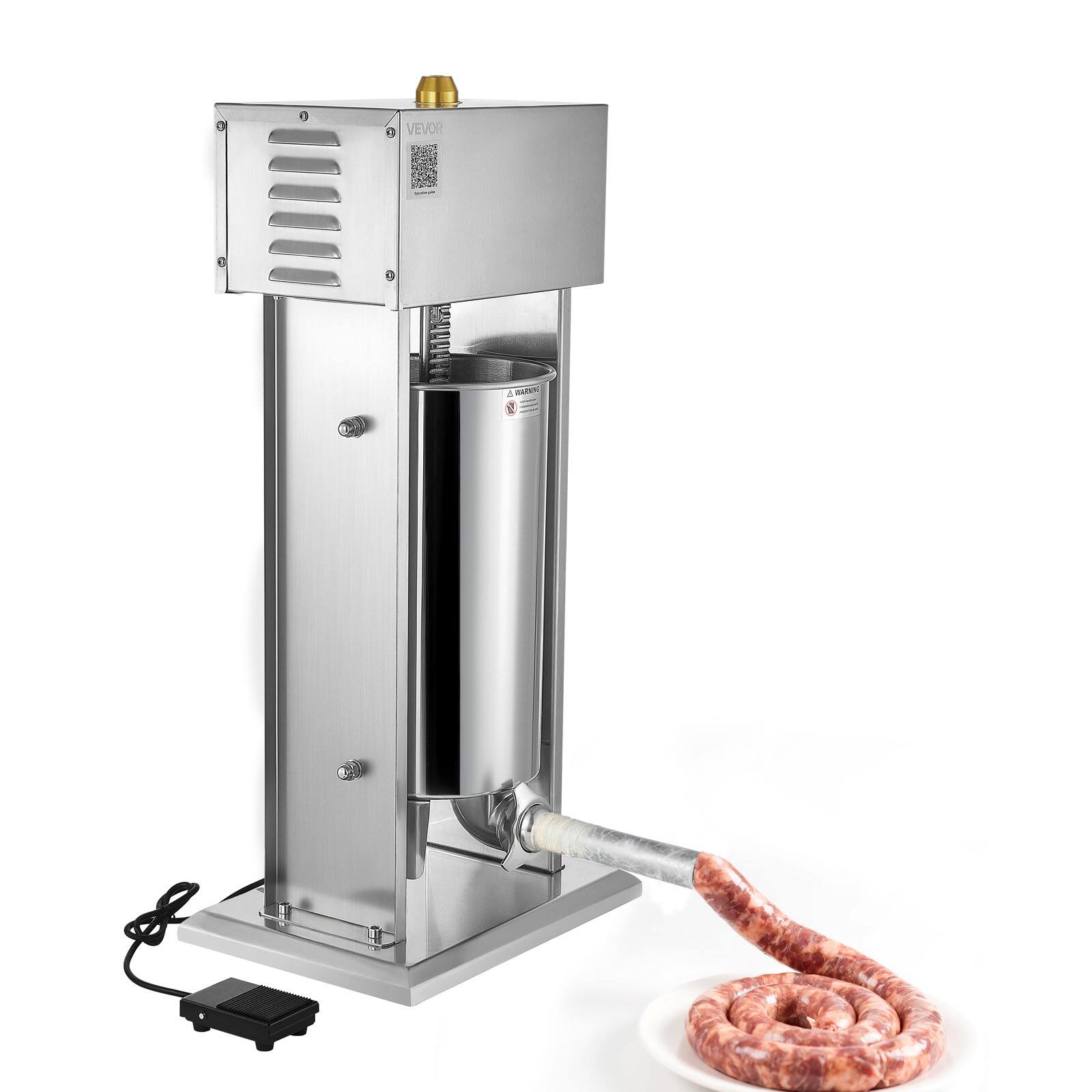 Alt View 5. VEVOR - Electric Sausage Stuffer, 33 LBS / 15 L Vertical Meat Stuffer, Stepless Speed Control and Foot Pedal, Stainless Steel - Silver.