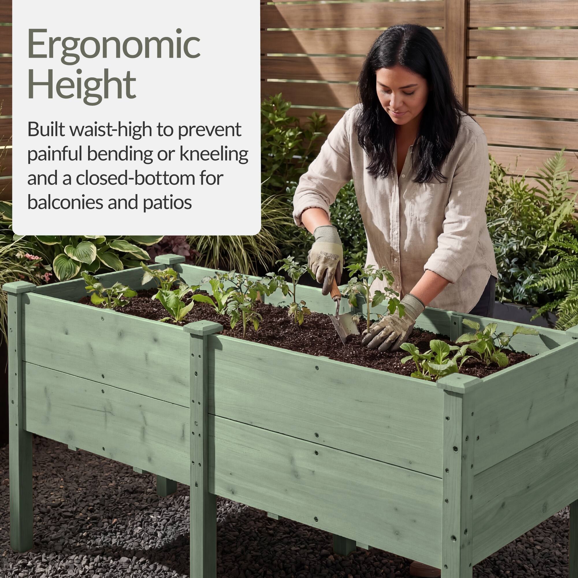 Ergonomic Height

Built waist-high to prevent painful bending or kneeling and a closed-bottom for balconies and patios