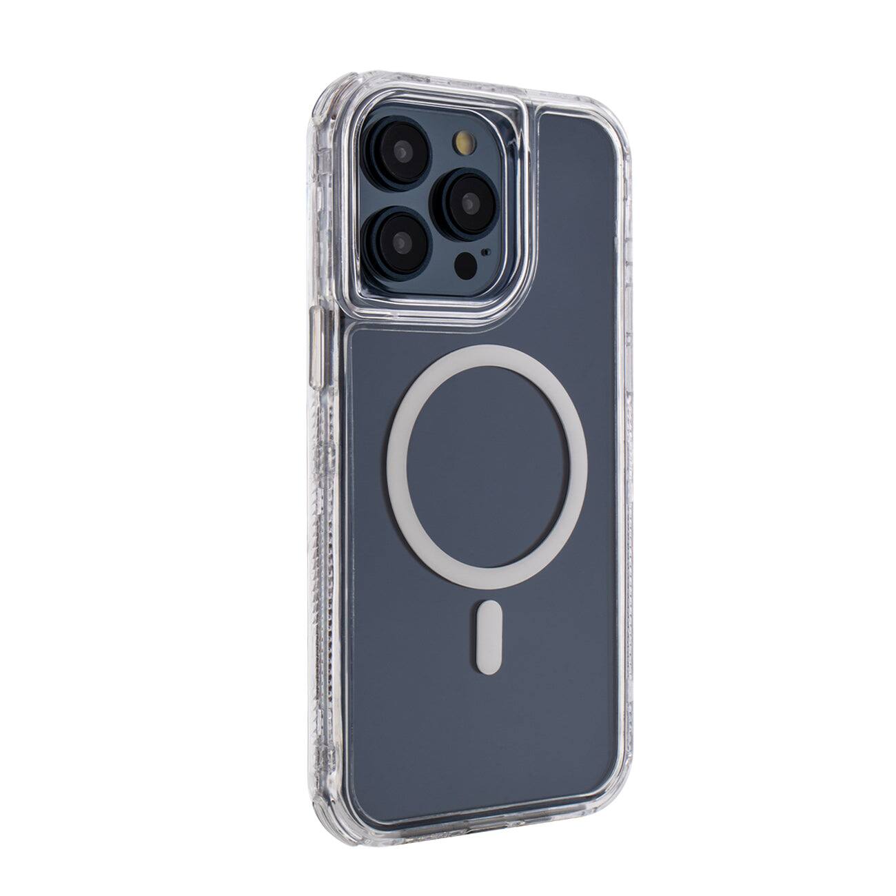 Front. Reiko - Heavy Duty Transparent 3-In-1 Hybrid Shockproof Anti-Fall Protective Magnetic Case For Iphone 15 Pro Max In Clear - Clear.