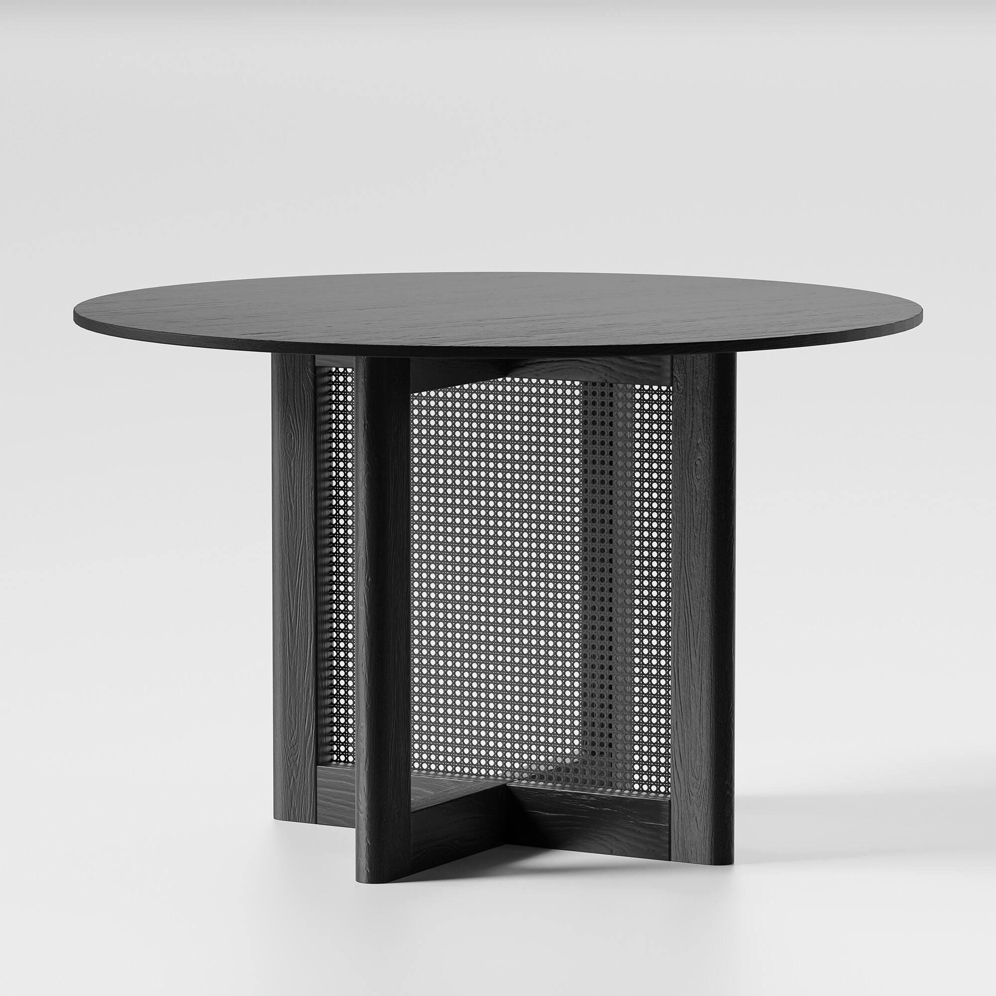 Alt View 7. PexFix - Rustic Farmhouse 46" Solid Oak Dining Table with Woven Cross Legs - Seats 4 - Black.