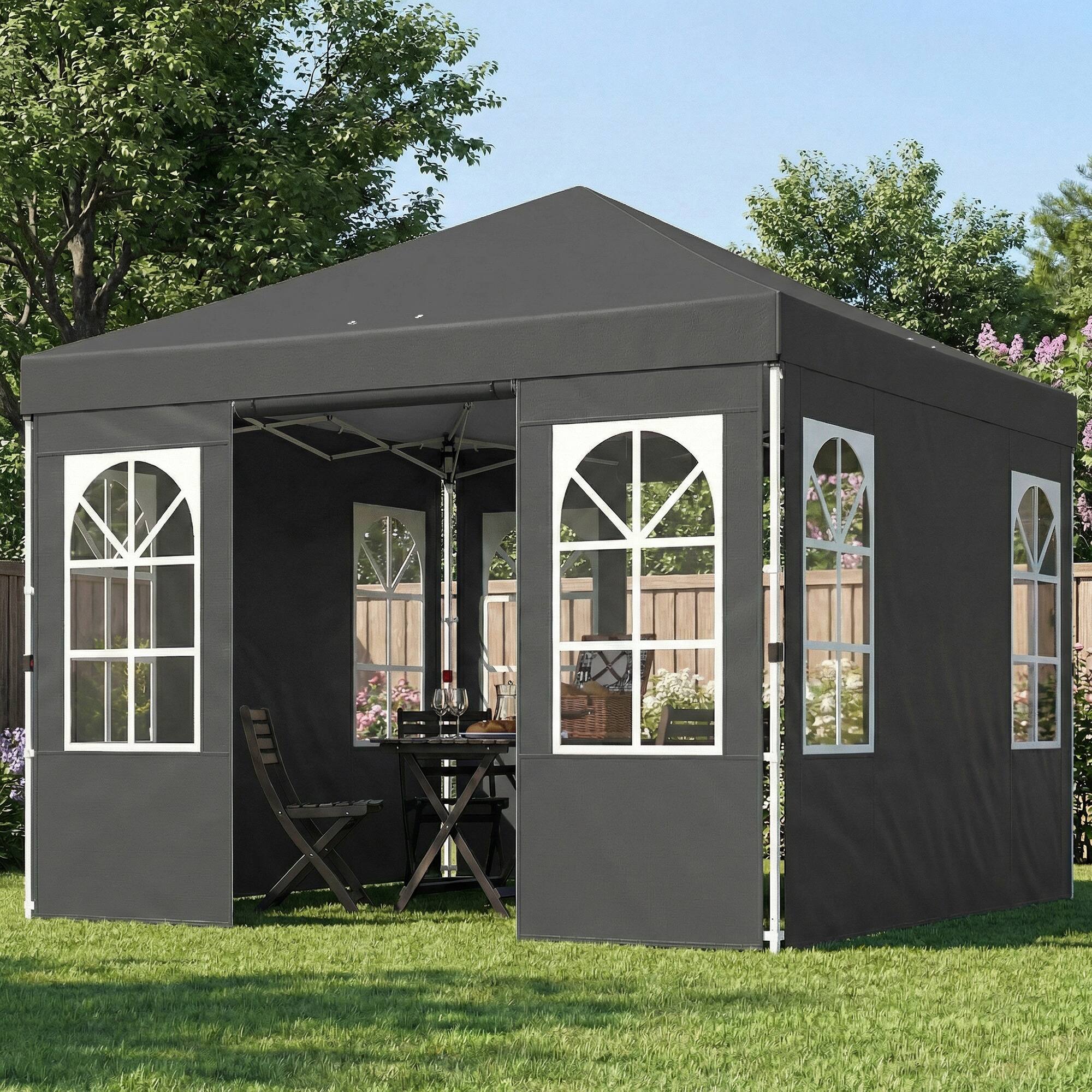 Alt View 1. Outsunny - x 9.6 ft Pop Up Canopy Tent with Sidewalls, One Push Setup, UPF50+ Portable Instant Canopy Shelter.