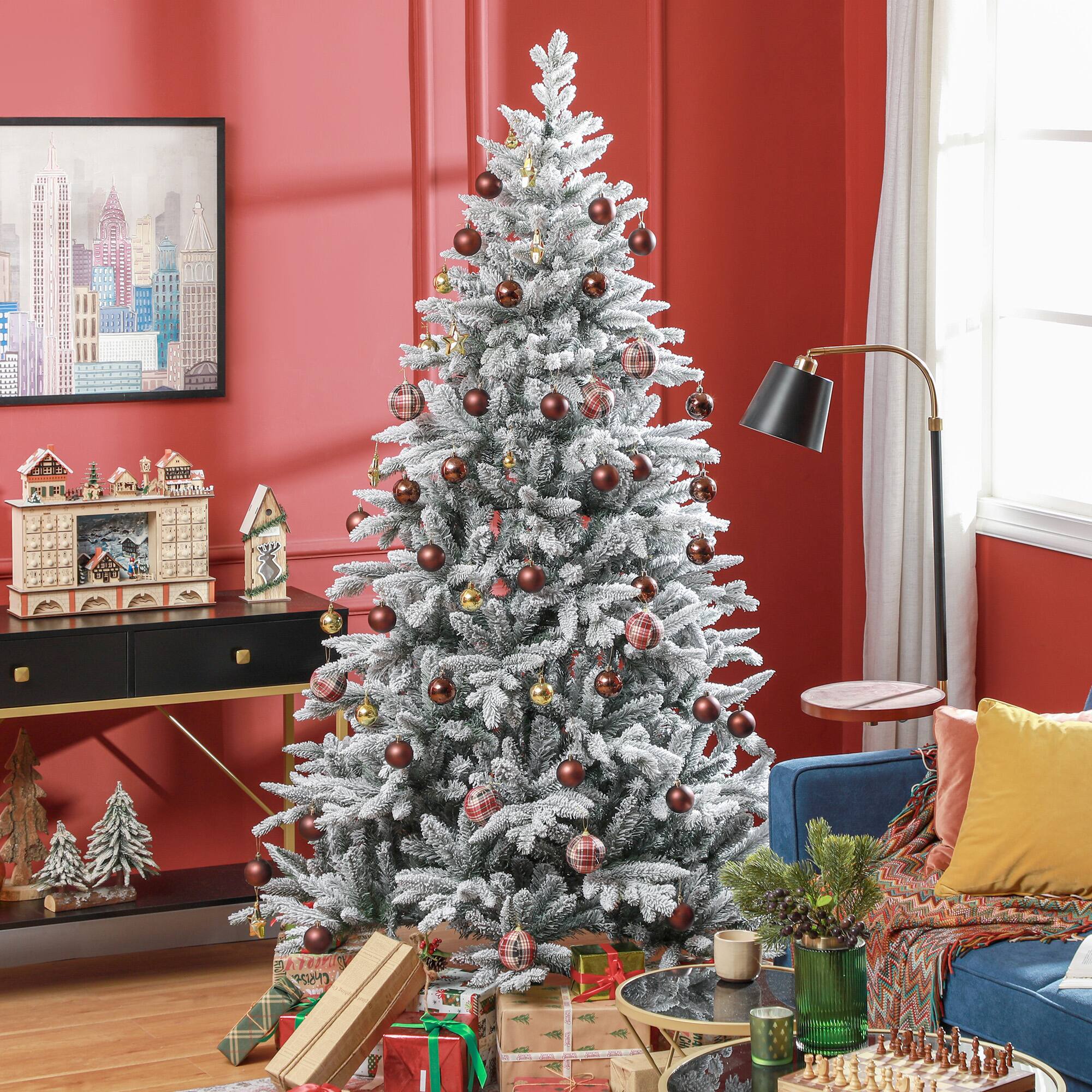 Alt View 7. Homcom - Snow Flocked Artificial Christmas Tree, 1401 Tips Foldable Metal Stand - Green.