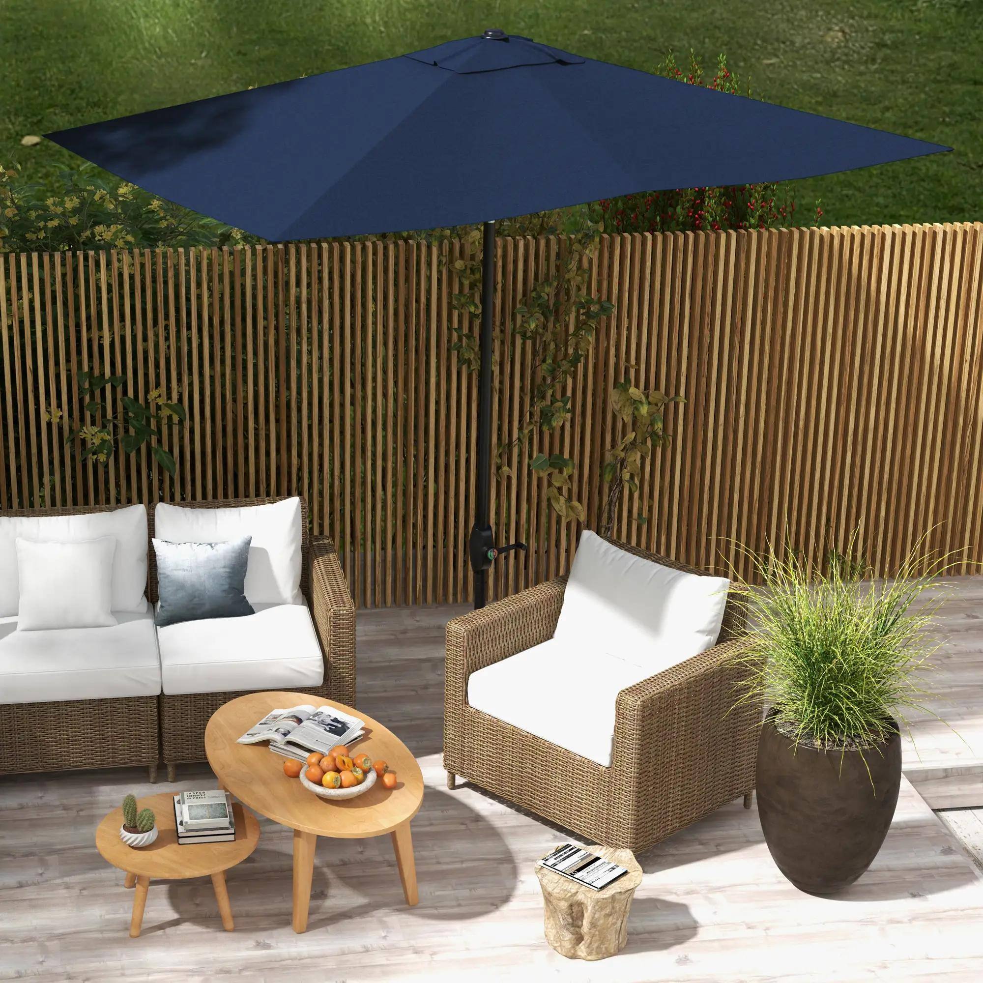 Alt View 4. Spaco - Spaco 6.5 x 10 Ft Rectangular Patio Umbrella, Crank Lift, Tilt Outdoor Shade - Blue.