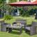 Alt View 4. Costway - 4 PCS Patio Cushioned Rattan Sofa with Glass Top Table - Gray.