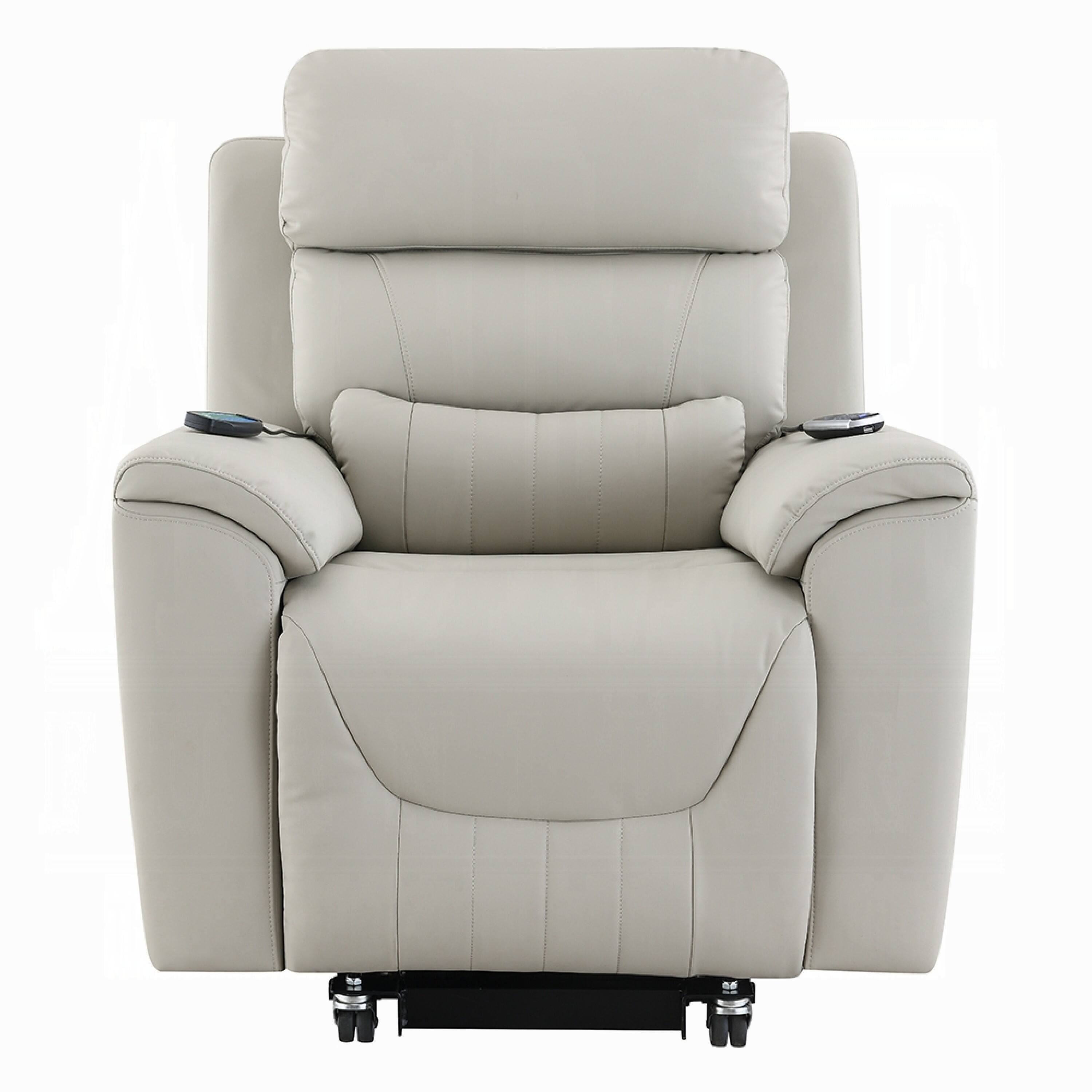 Alt View 1. Manhattan Lane - Arshie Power Lift Recliner Chair, Heating n Massage - Light Gray.