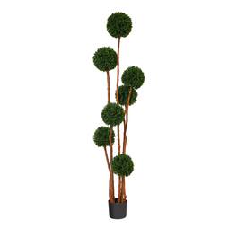 BreeBe - 6' Boxwood Tree w/Natural Trunk UV (Indoor/Outdoor) - Green