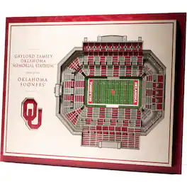 YouTheFan - Oklahoma Sooners 17'' x 13'' 5-Layer StadiumViews 3D Wall Art - Brown