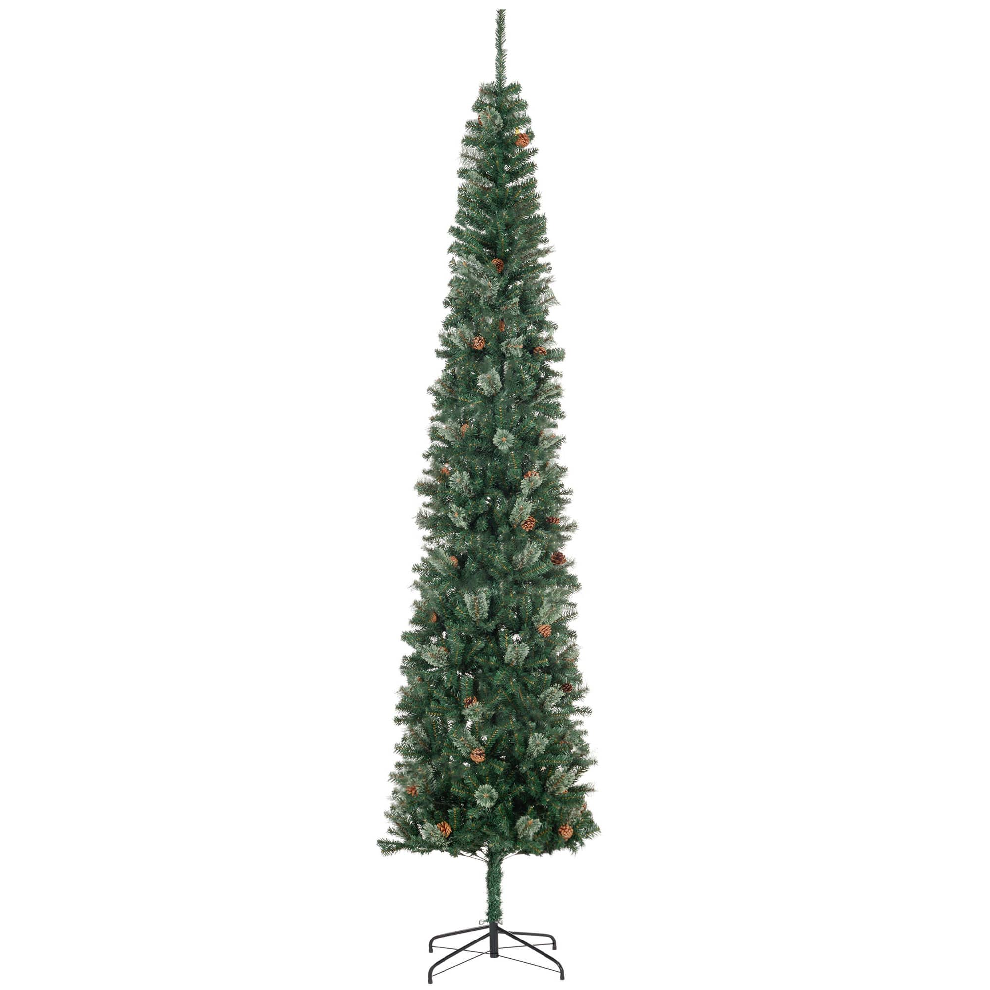 Homcom - Pencil Christmas Tree, Slim Xmas Tree with Realistic Branches - Green