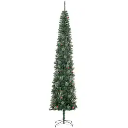 Homcom - Pencil Christmas Tree, Slim Xmas Tree with Realistic Branches - Green