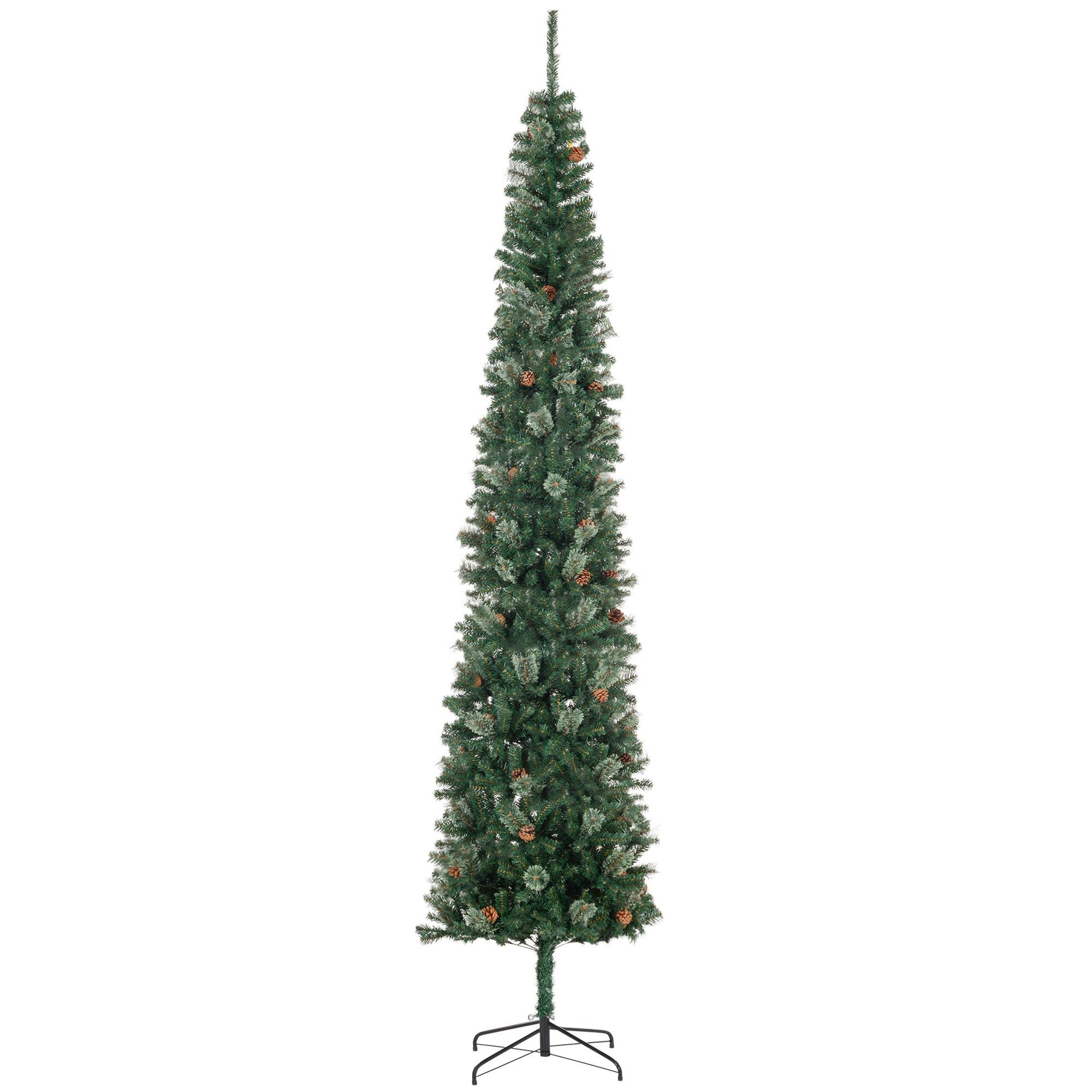 Front. Homcom - Pencil Christmas Tree, Slim Xmas Tree with Realistic Branches - green.