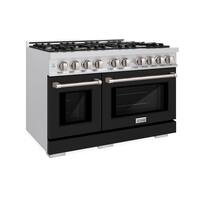 ZLINE - 48 in. 6.7 cu. ft. Freestanding Select Double Oven Gas Range w/ 8 Burner Cooktop & Black Matte Doors (HGR-BLM-48) - Stainless Steel - Front_Zoom