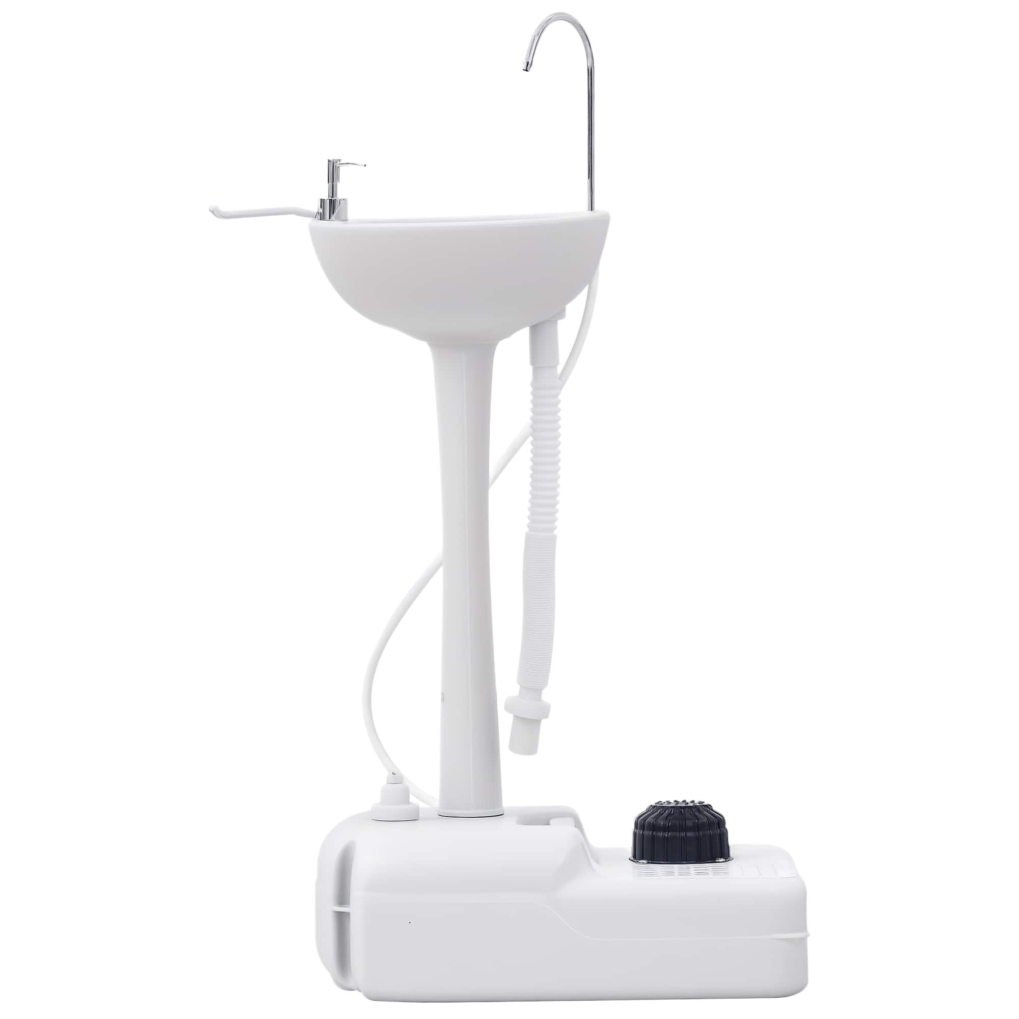 Kleankin - Camping Sink, HDPE Portable Sink Hand Wash Station with 4.5 Gallon Tank, Wheels, Soap Dispenser - Light Gray