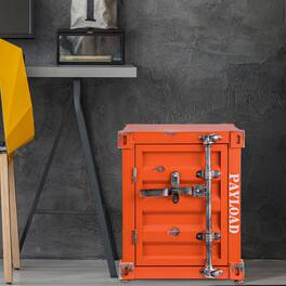 VIVZONE - Industrial Metal Nightstand Cabinet - Orange