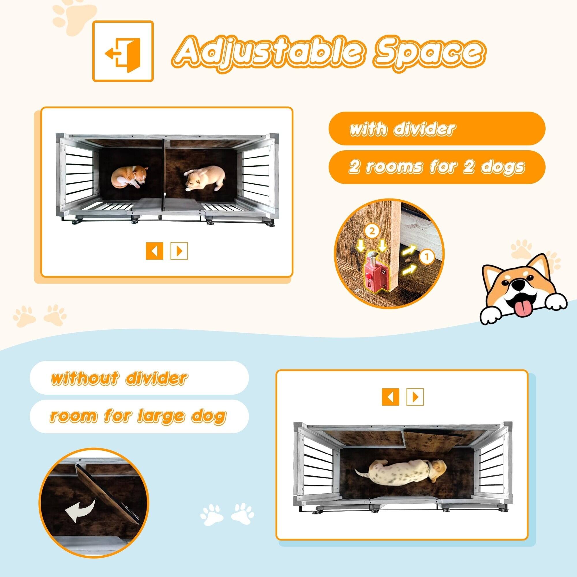 Adjustable Space

- with divider
  - 2 rooms for 2 dogs

- without divider
  - room for large dog