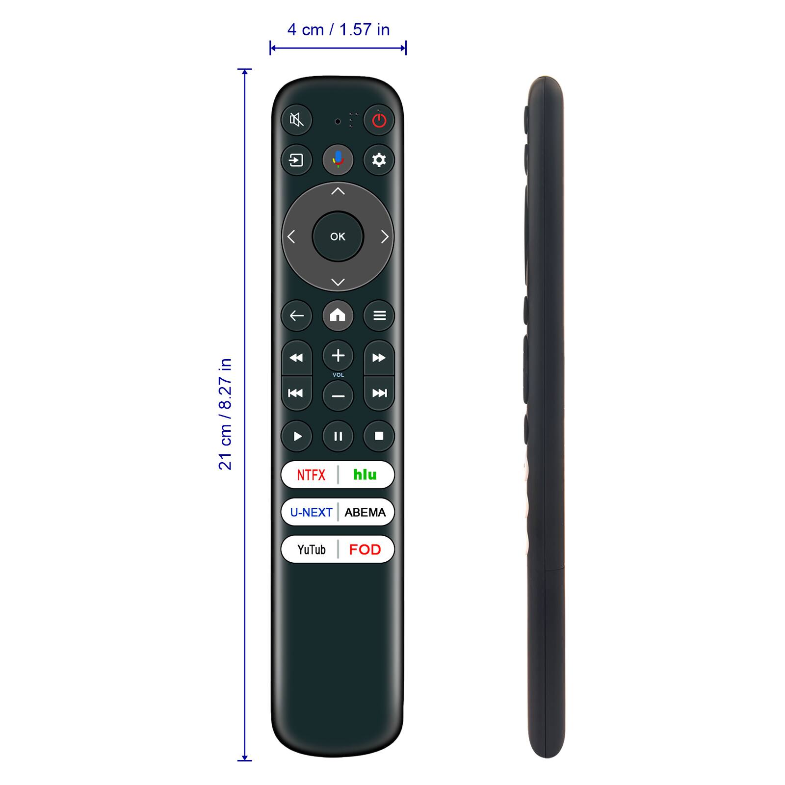 4 cm / 1.57 in  
OK  
21 cm / 8.27 in  
VOL  
NTFX hlu  
U-NEXT ABEMA  
YuTub FOD