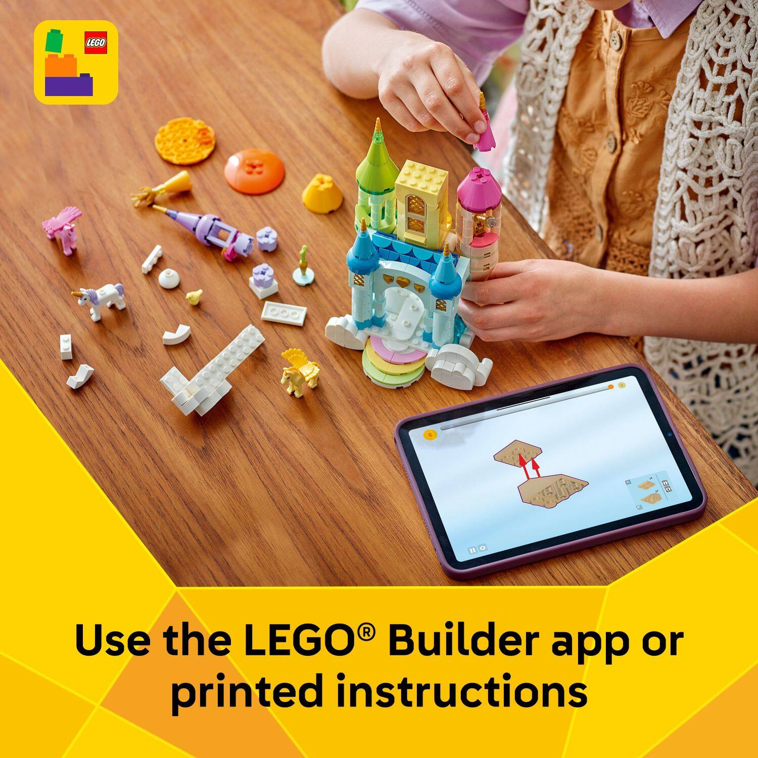 Use the LEGO Builder app or printed instructions