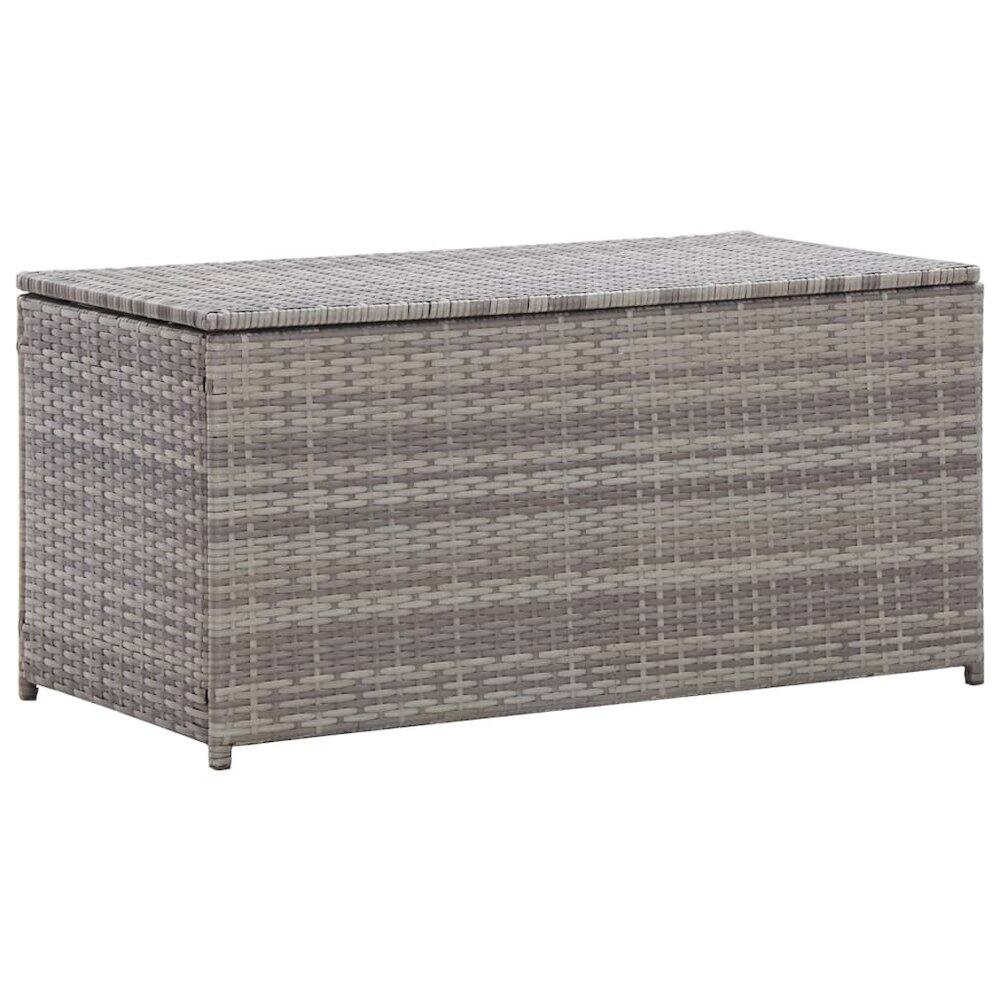 Front. vidaXL - vidaXL Patio Storage Box Poly Rattan Gray - Gray.