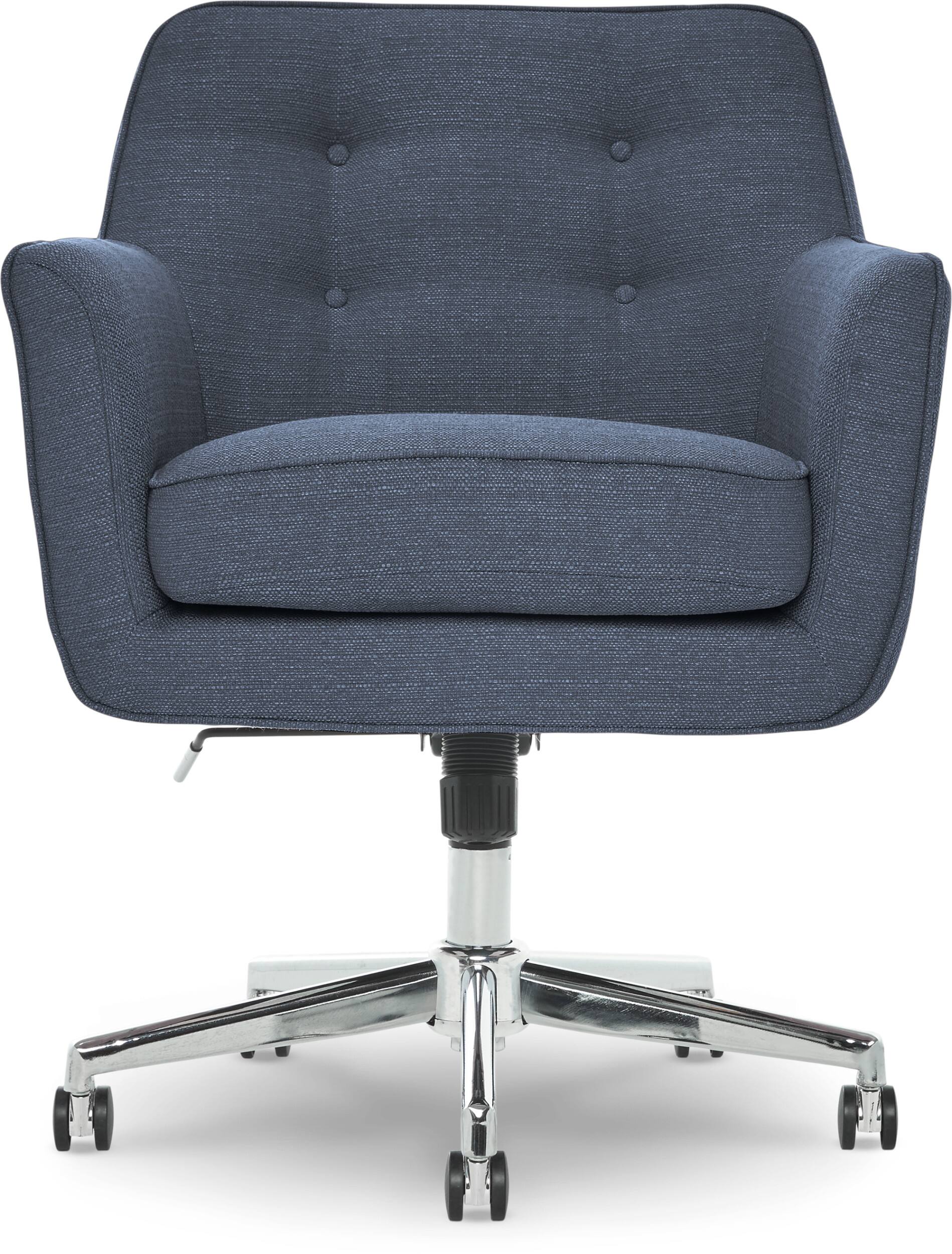 Front. Serta - Ashland Memory Foam & Twill Fabric Home Office Chair - Blue.
