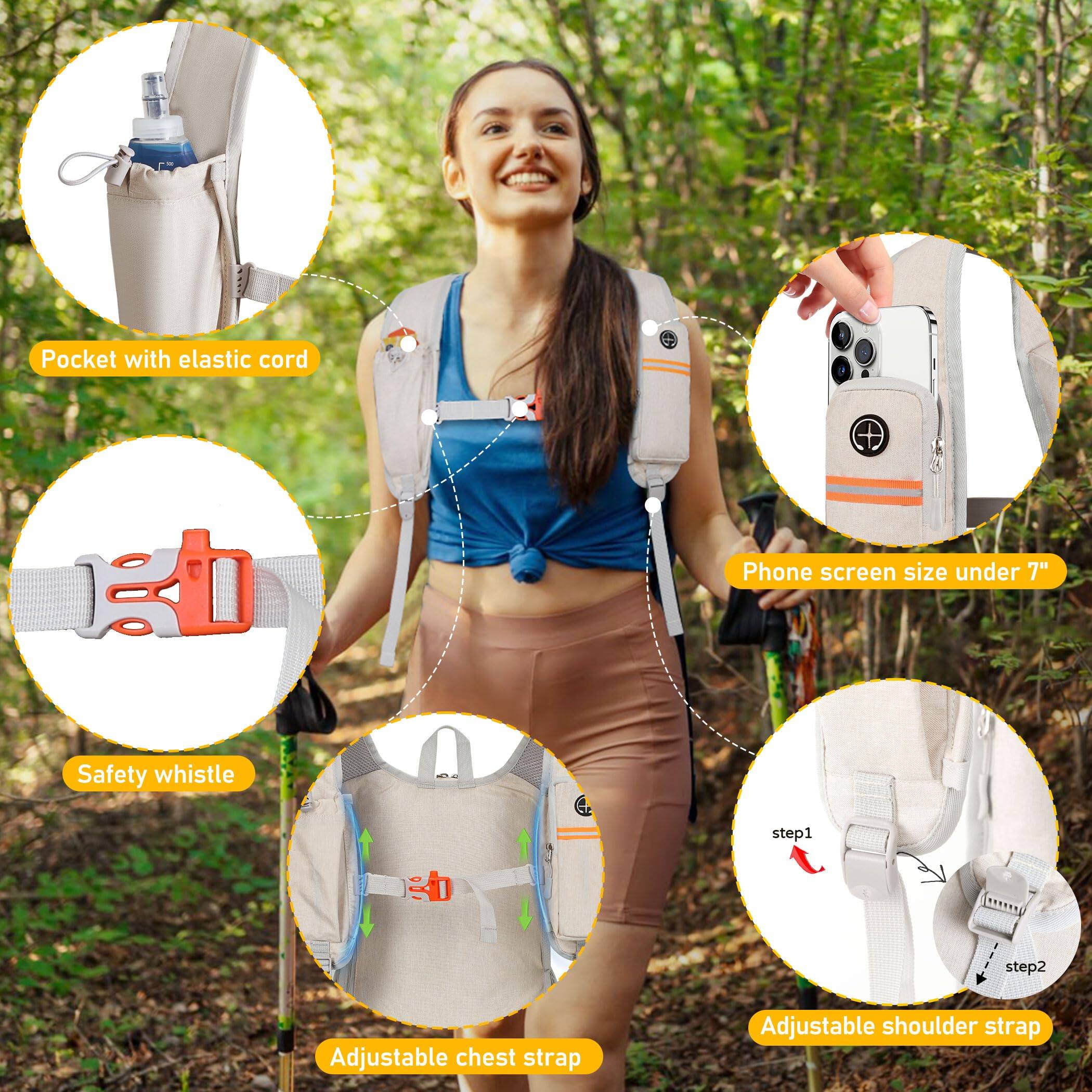 Left. Stamp n Camp - 10l Hiking Backpack For Women Men Mini Packable Lightweight Small Daypack Camping Travel Outdoor  Beige - Turquoise-10L.