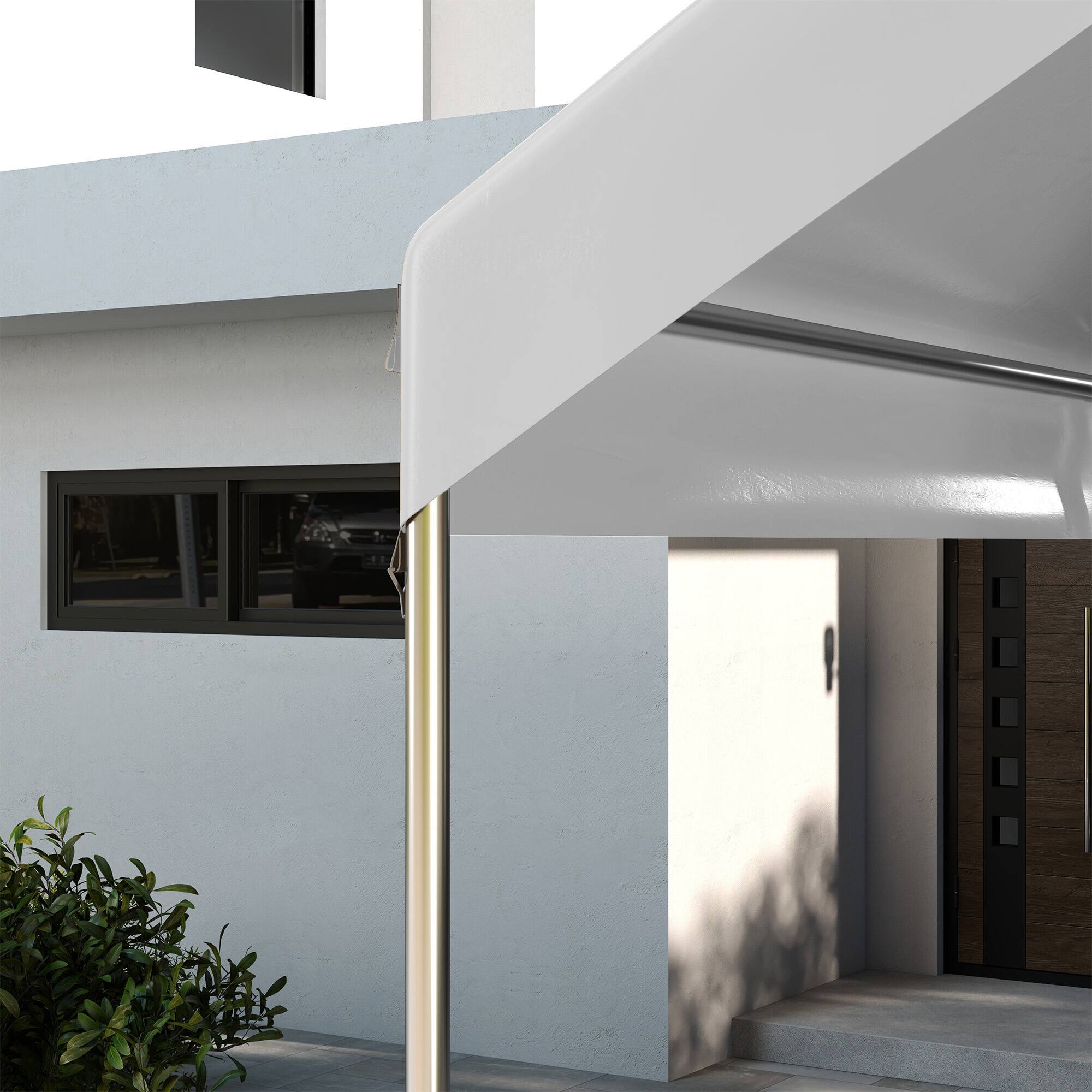 Alt View 5. Outsunny - 19.7' x 9.7' Carport Replacement Top Canopy Cover for Model 84C-207WT or 84C-386V00WT, Waterproof - White.