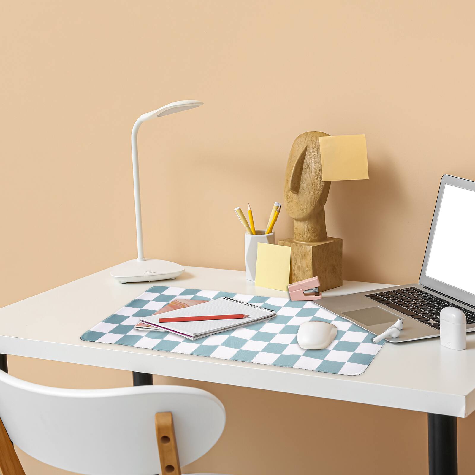 Alt View 5. Unique Bargains - Checkered Desk Mat, 35.4x15.7 Inch Mouse Pad, Non-Slip Rubber, Stitched Edges, Soft, for Computer/Laptop - Pink/White.