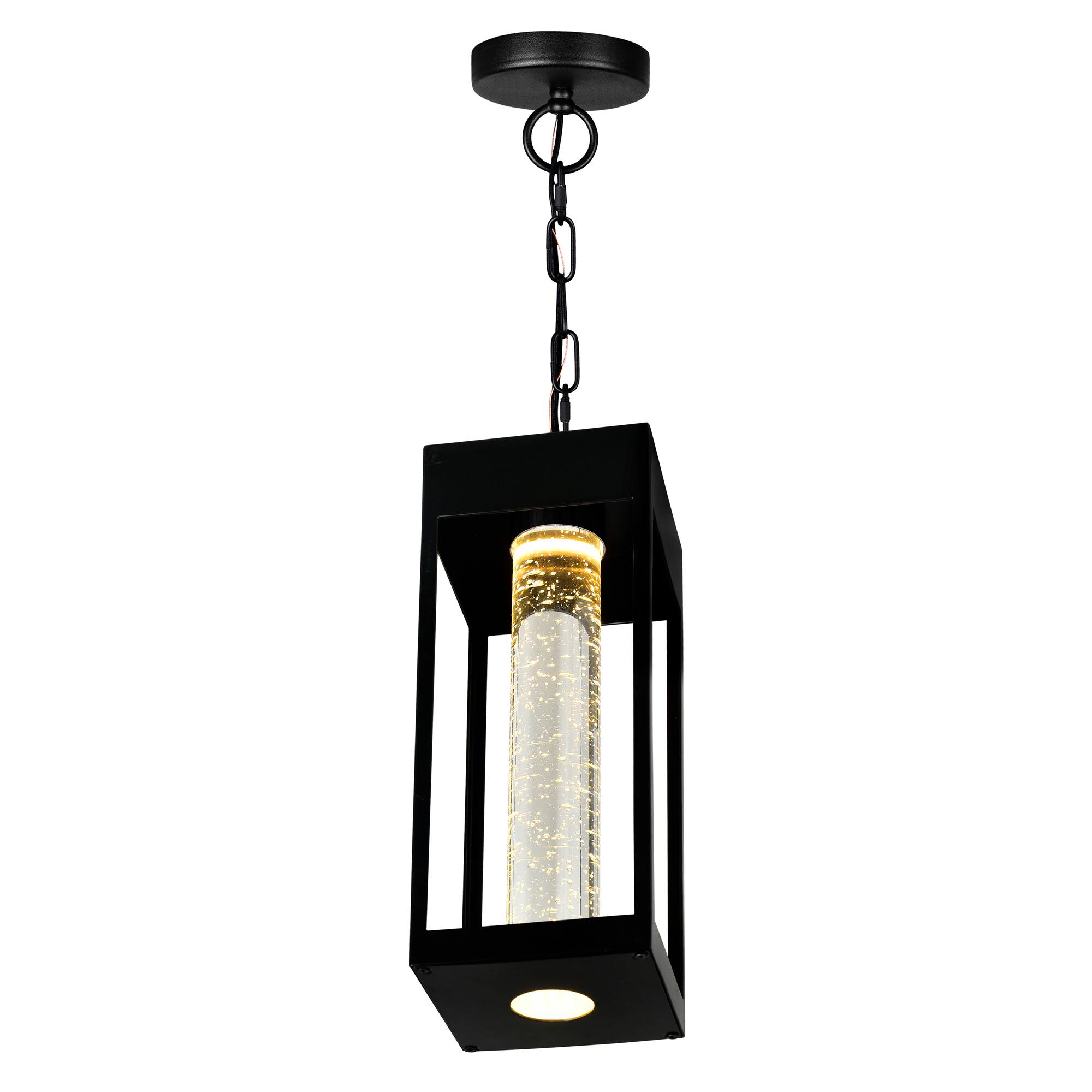Angle. CWI Lighting - Rochester LED Integrated Black Outdoor Ceiling Light - Black.