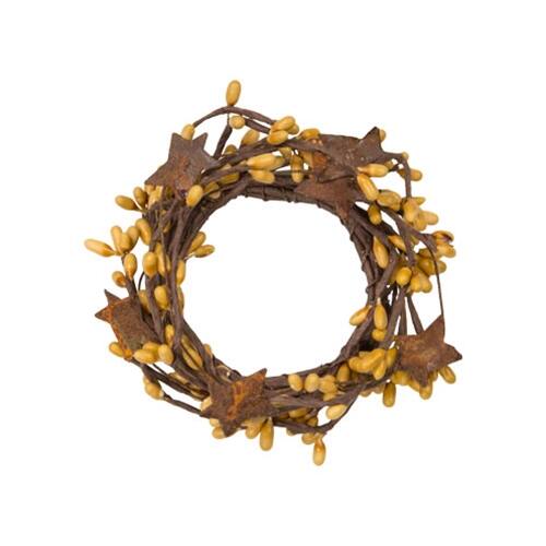 Angle. BreeBe - Pip Berry Ring With Stars Old Gold 2" - Gold.