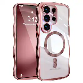 UUCOVER - For Samsung Galaxy S25 Ultra Magnetic Case Built-in Lens Cover, Compatible with MagSafe Shockproof Slim Protective Cover - Pink