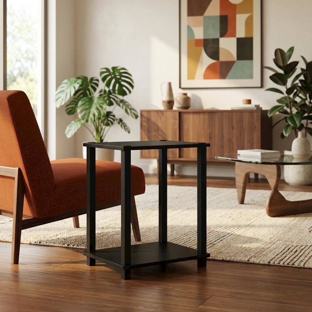 Angle. FurniFact - Small Espresso/Black End Table for Compact Living Spaces - Espresso/Black.