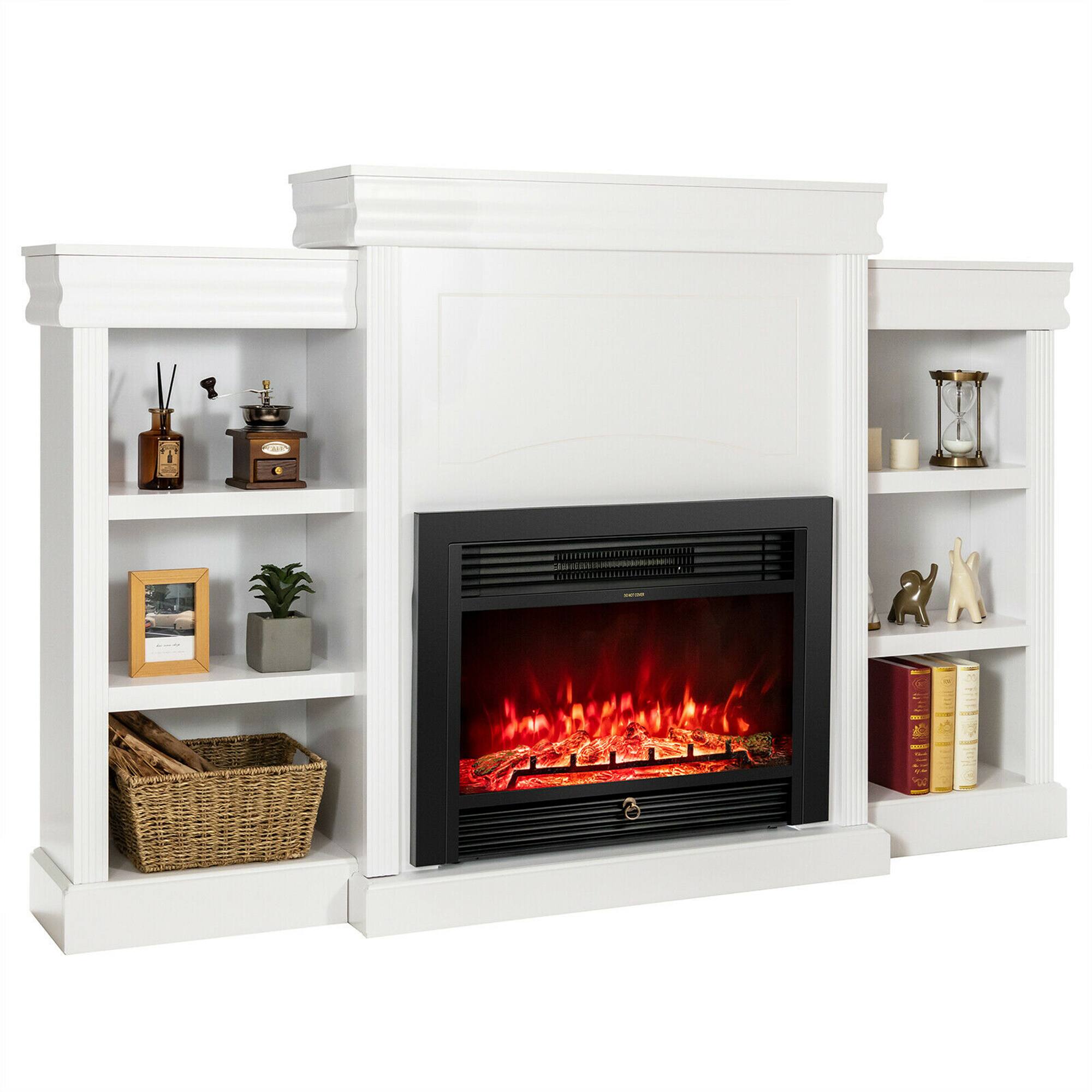 Front. Costway - Costway 70" Fireplace TV Stand Media W/ 28.5" 750W/1500W Electric Fireplace - White.