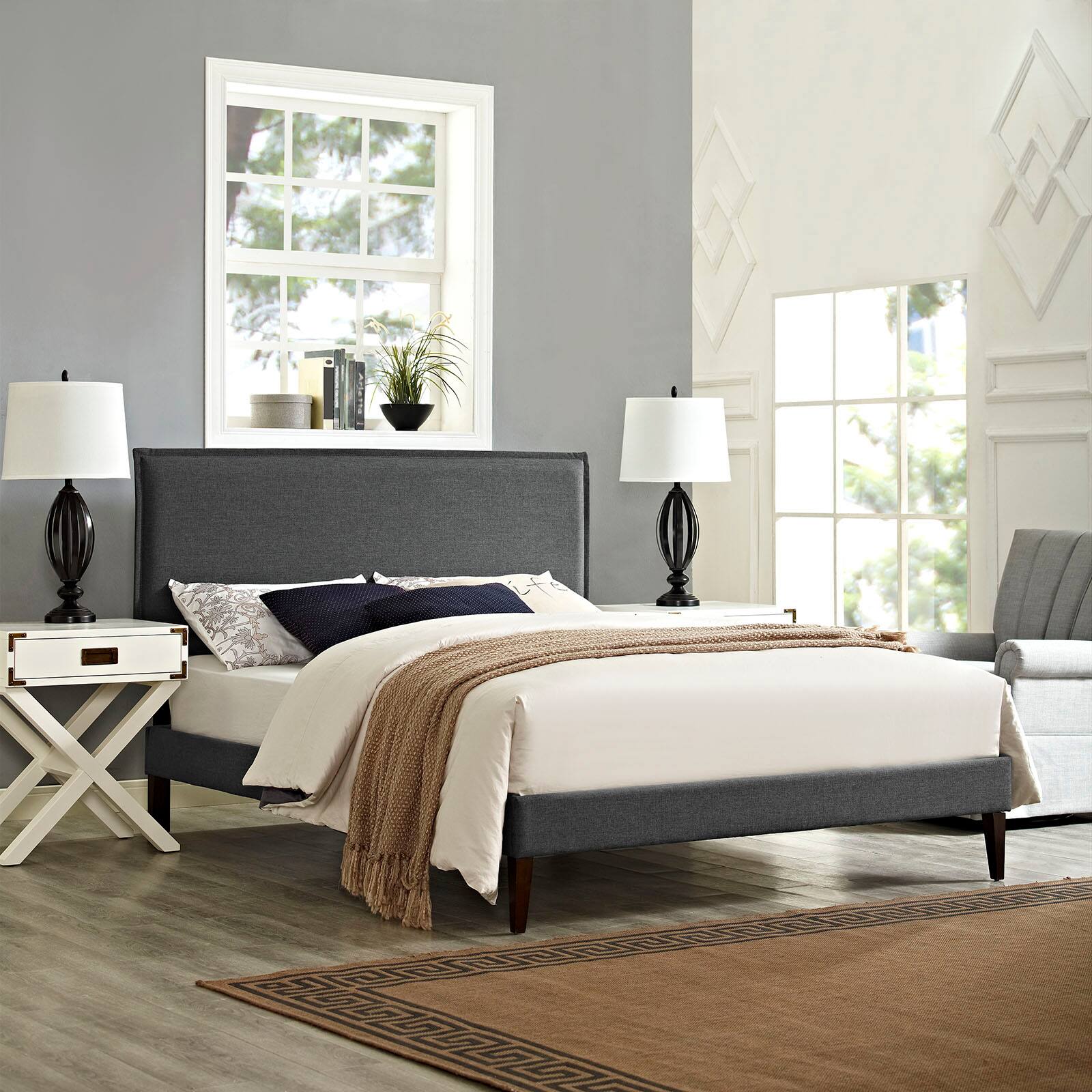 Alt View 2. Modway - Amelia Upholstered Fabric Full Bed - Blue.