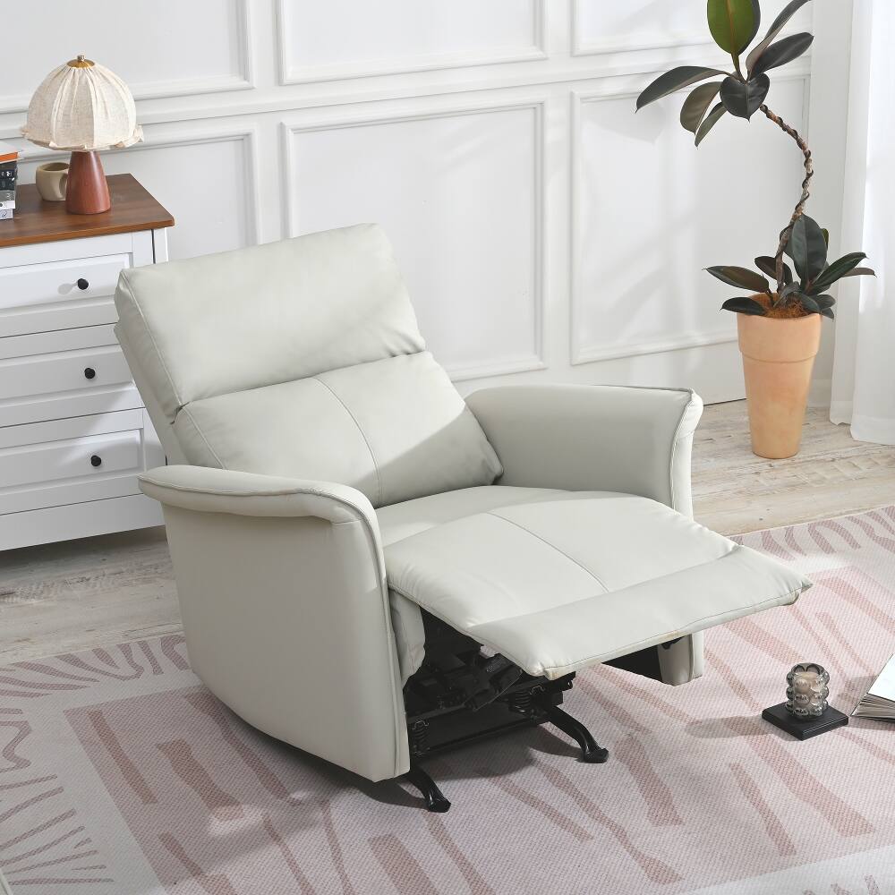 Front. Loheer - Loheer Manual Rocker Recliner Chair for Adults, PU Leather Nursery Glider Recliner for Small Spaces, Light Gray - Light Gray.