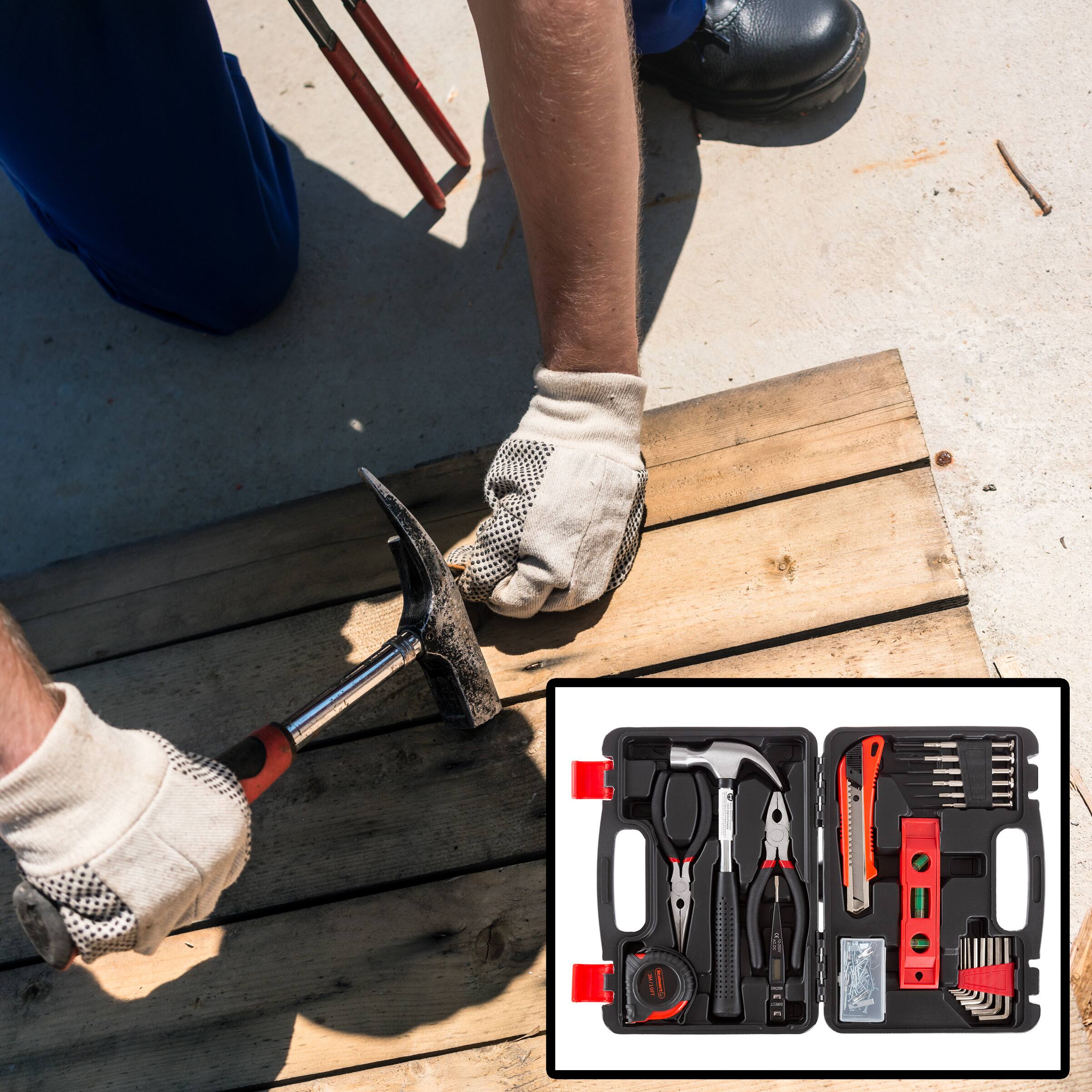 Alt View 3. Stalwart - Tool Kit 102 Heat-Treated Pieces with Carrying Case Essential Steel Hand Tool and Basic Repair Set for Home - Black.