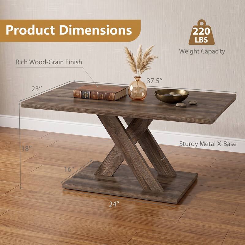 Product Dimensions  
Rich Wood-Grain Finish  
220 LBS Weight Capacity  
23"  
37.5"  
18"  
Sturdy Metal X-Base  
16"  
24"