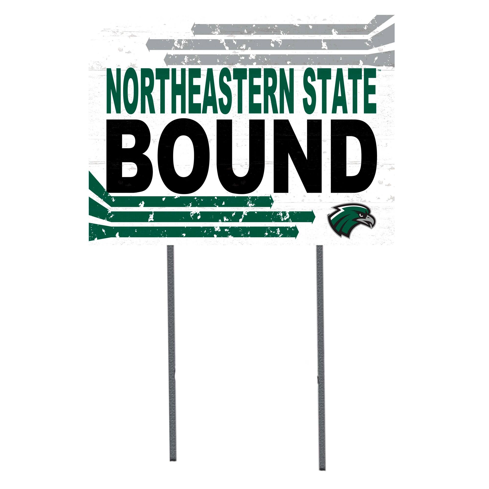 White Northeastern State Riverhawks 18" x 24" Bound Yard Sign
